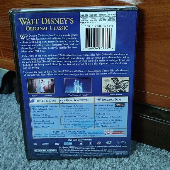 Disney Cinderella 2 disc platinum Edition  NEW Sealed 2005 Release - Picture 2 of 3